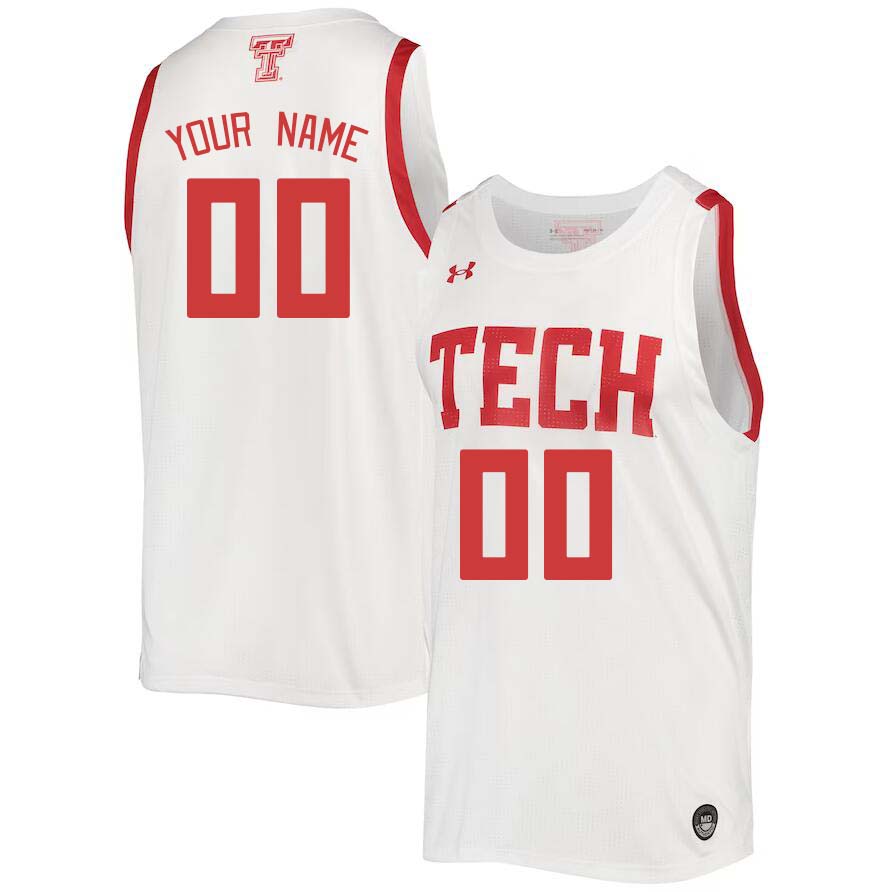 Custom Texas Tech Red Raiders Name And Number College Basketball Jerseys Stitched-White